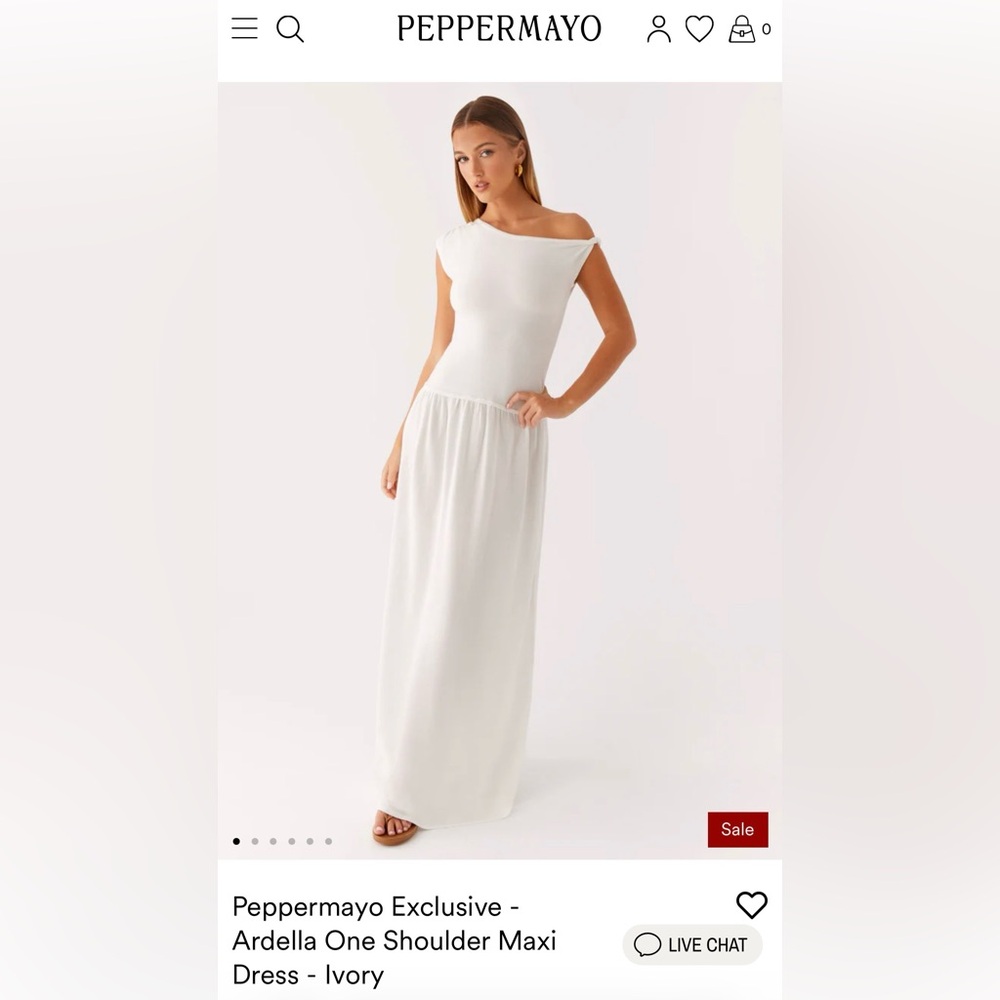Peppermayo - Andrella One Shoulder Maxi Dress - Ivory - Size M/L